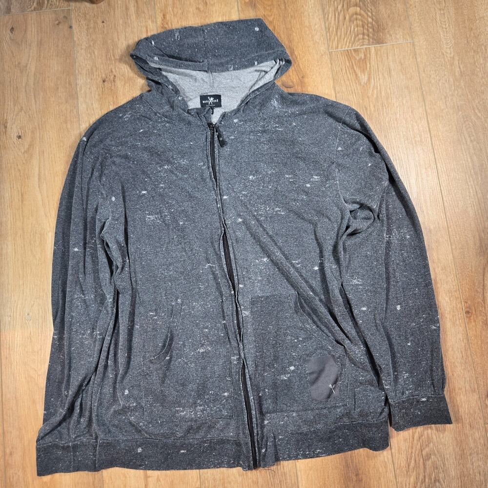Marc Ecko Cut & Sew Hoodie Mens XL Black Gray Pullover Sweatshirt Streetwear